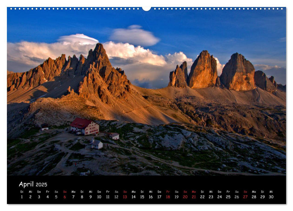 DIE ALPEN - Schroffe Gipfel und stille Seen (CALVENDO Premium Wandkalender 2025)