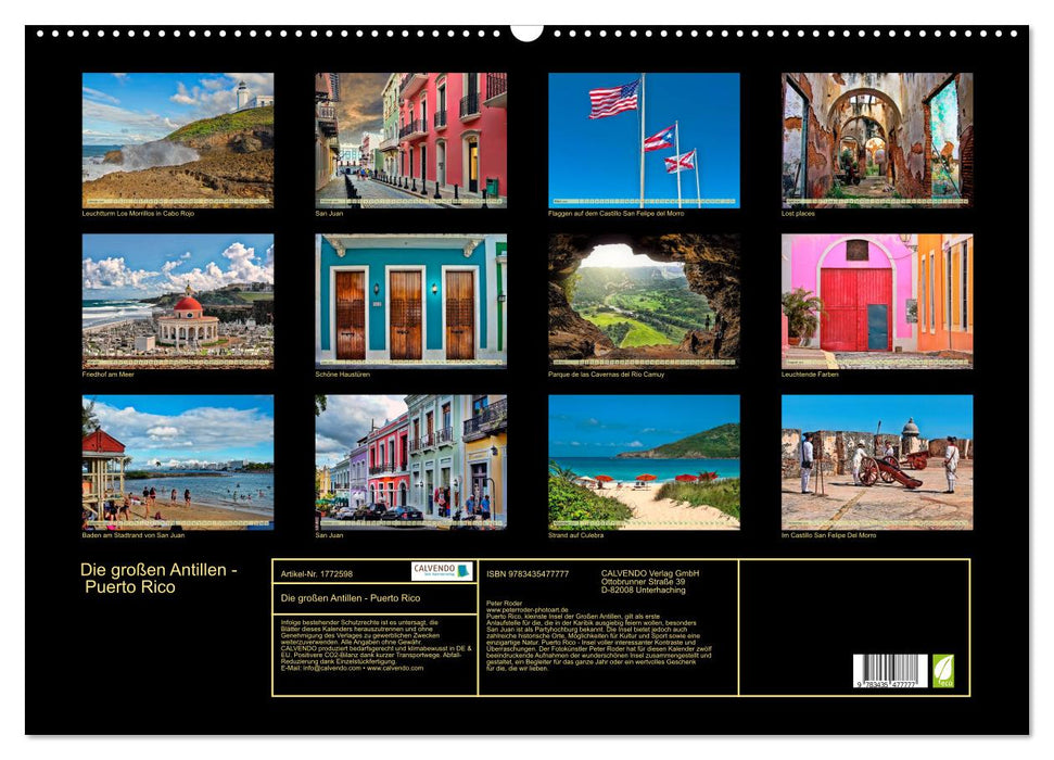 Die großen Antillen - Puerto Rico (CALVENDO Wandkalender 2025)