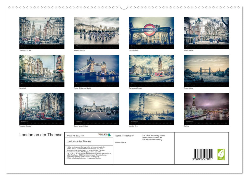 London an der Themse (CALVENDO Premium Wandkalender 2025)