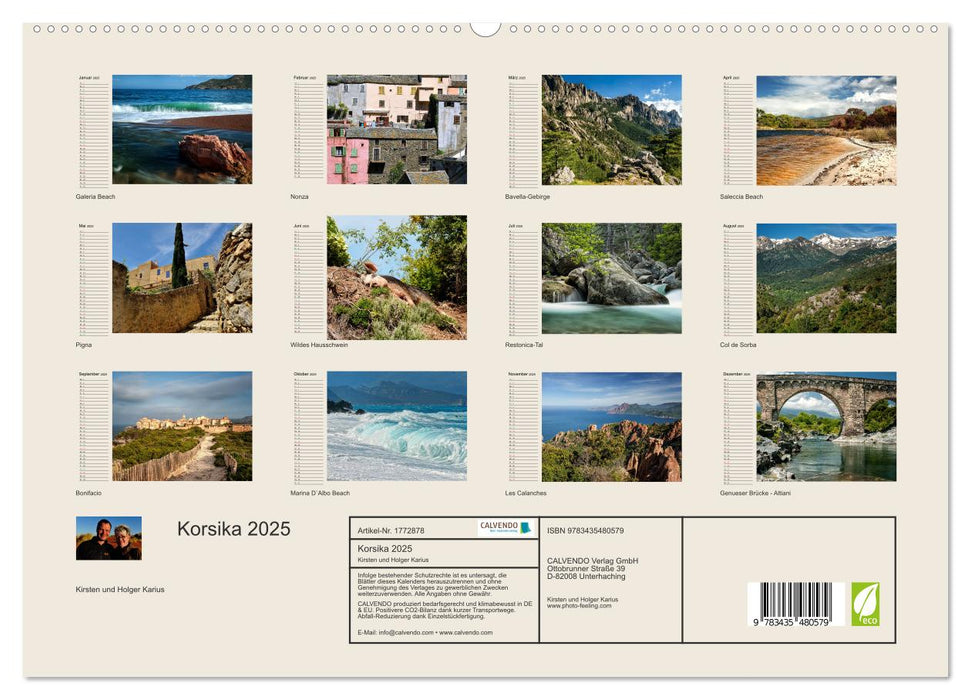 Korsika 2025 (CALVENDO Premium Wandkalender 2025)