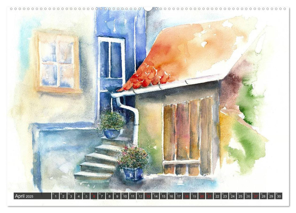 Malerische Dorfansichten in Aquarell (CALVENDO Premium Wandkalender 2025)