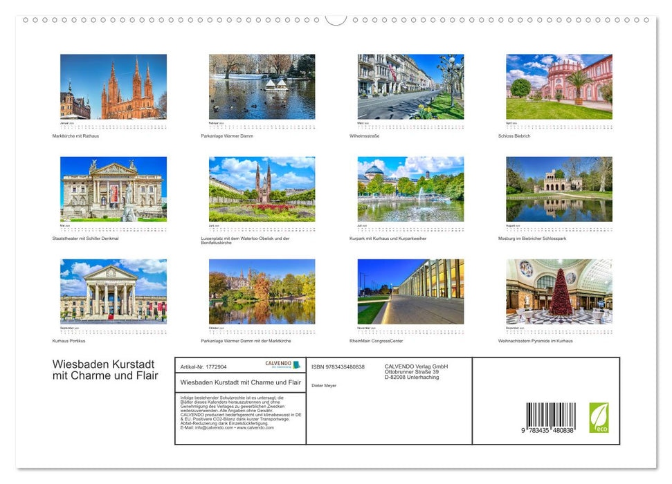 Wiesbaden Kurstadt mit Charme und Flair (CALVENDO Wandkalender 2025)