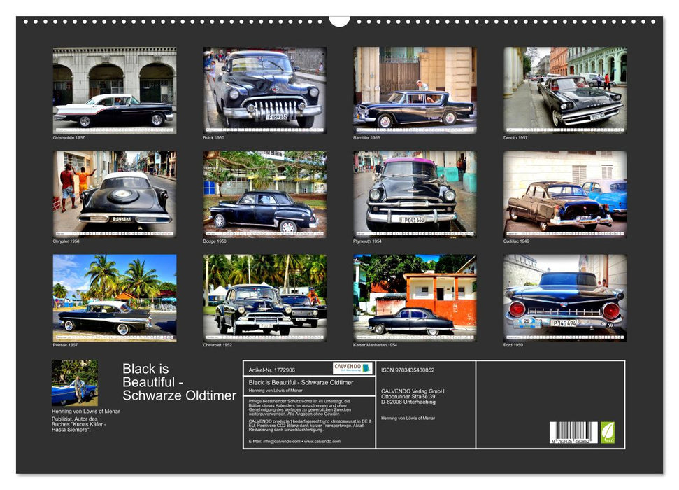 Black is Beautiful - Schwarze Oldtimer (CALVENDO Wandkalender 2025)