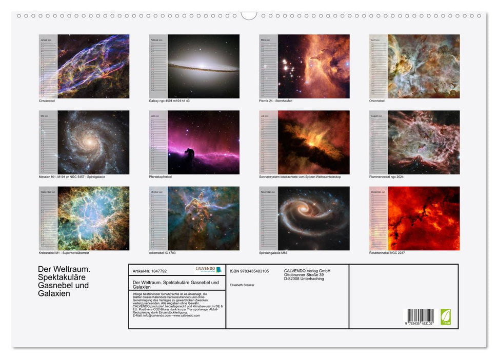 Der Weltraum. Spektakuläre Gasnebel und Galaxien (CALVENDO Wandkalender 2025)