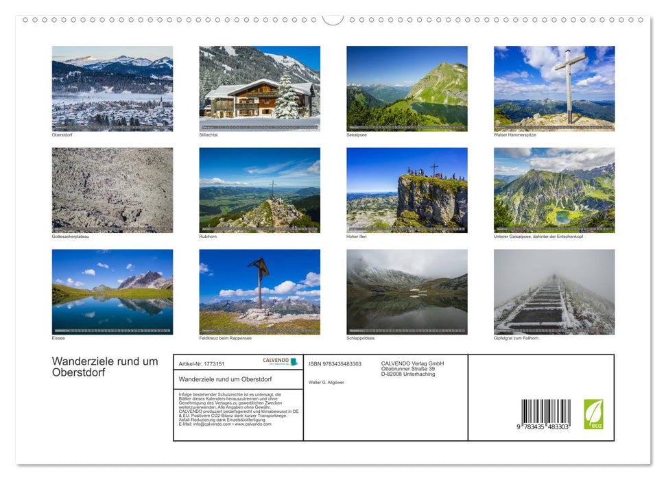 Wanderziele rund um Oberstdorf (CALVENDO Premium Wandkalender 2025)