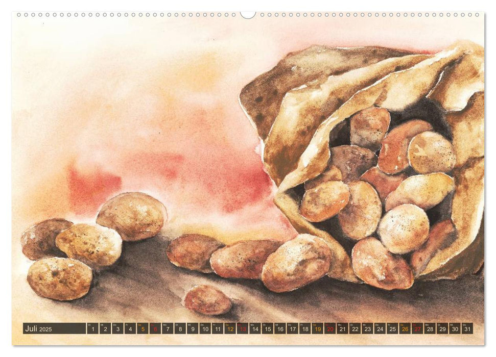 Aquarelle in Erdfarben (CALVENDO Premium Wandkalender 2025)