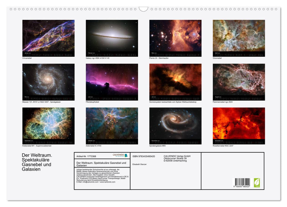 Der Weltraum. Spektakuläre Gasnebel und Galaxien (CALVENDO Wandkalender 2025)