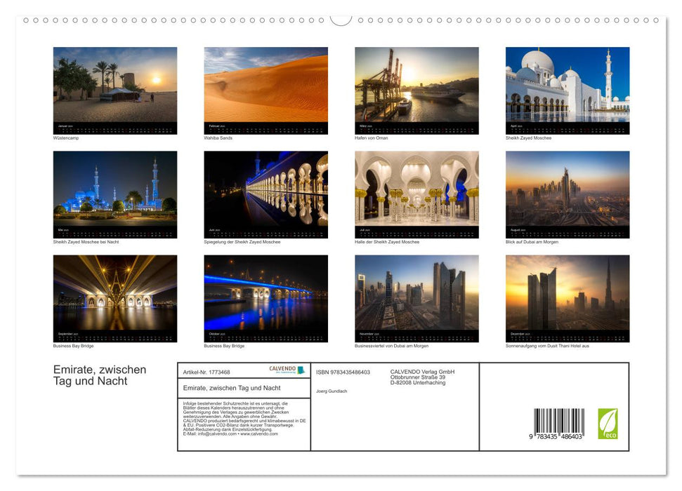 Emirate, zwischen Tag und Nacht (CALVENDO Premium Wandkalender 2025)