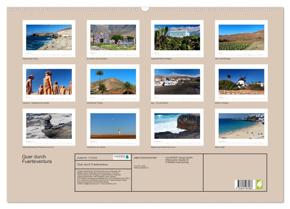 Quer durch Fuerteventura (CALVENDO Wandkalender 2025)