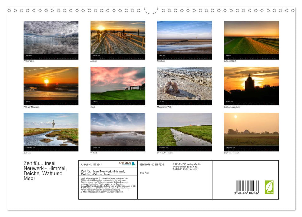 Zeit für... Insel Neuwerk - Himmel, Deiche, Watt und Meer (CALVENDO Wandkalender 2025)