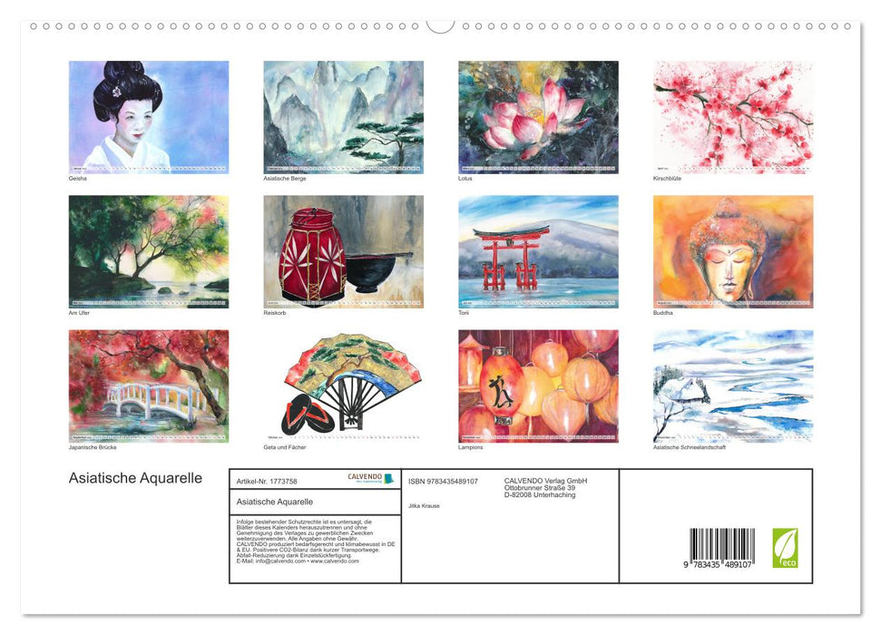 Asiatische Aquarelle (CALVENDO Premium Wandkalender 2025)