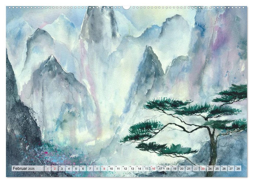 Asiatische Aquarelle (CALVENDO Premium Wandkalender 2025)