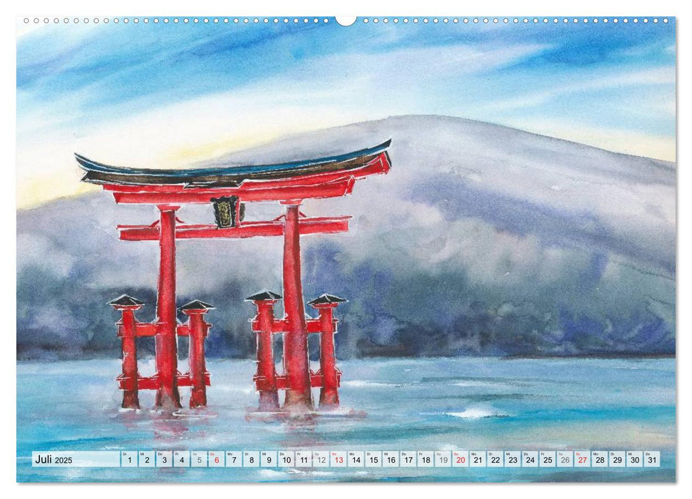 Asiatische Aquarelle (CALVENDO Premium Wandkalender 2025)