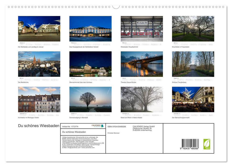 Du schönes Wiesbaden (CALVENDO Premium Wandkalender 2025)