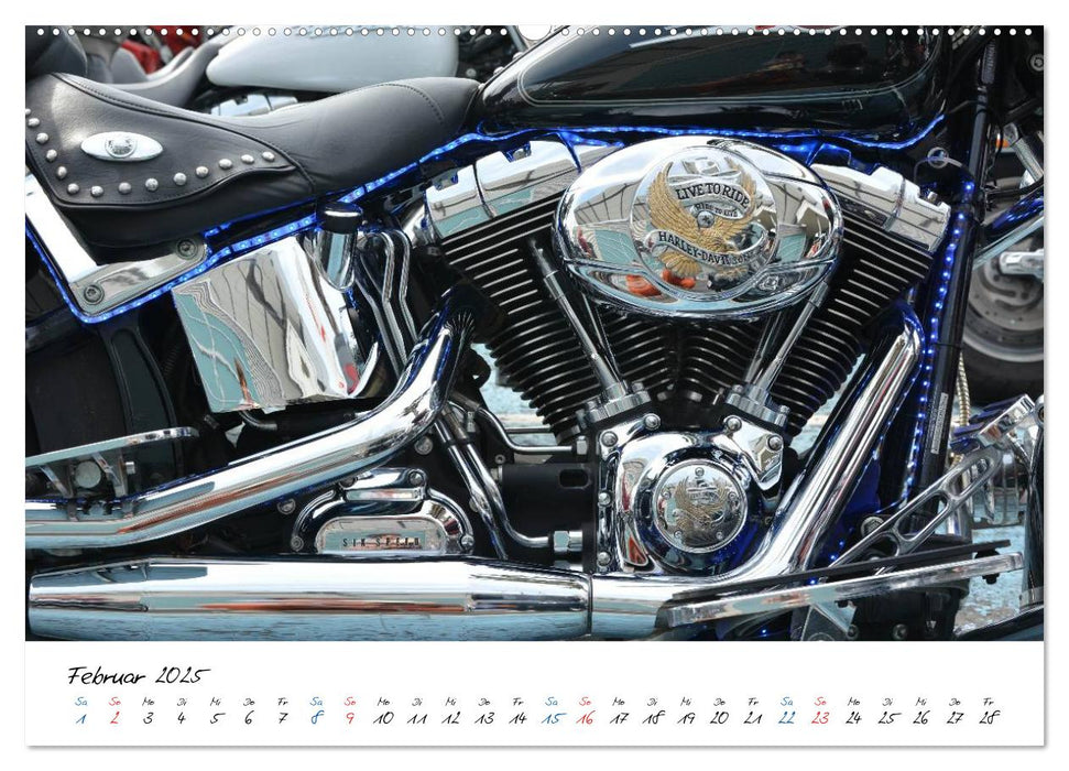 Harley Davidson - Details einer Legende (CALVENDO Premium Wandkalender 2025)