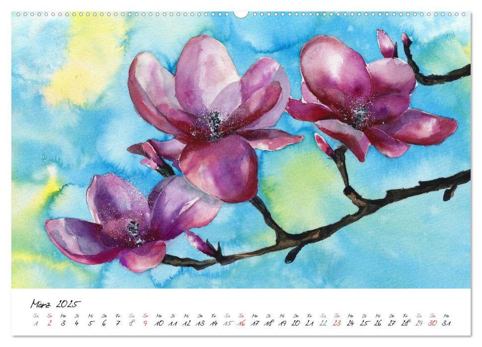 Blumen Blüten Aquarelle (CALVENDO Premium Wandkalender 2025)