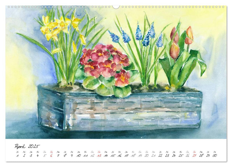 Blumen Blüten Aquarelle (CALVENDO Premium Wandkalender 2025)