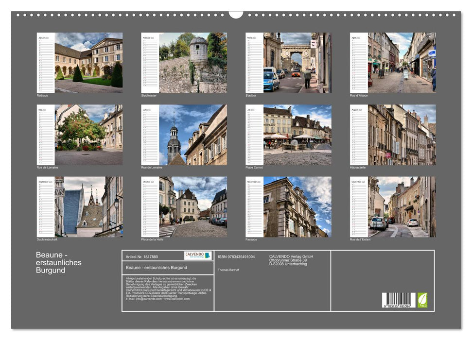 Beaune - erstaunliches Burgund (CALVENDO Wandkalender 2025)