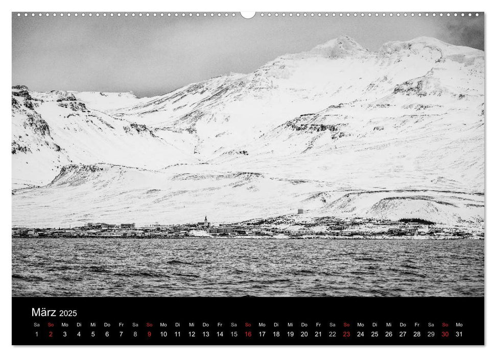 Island in Schwarzweiß (CALVENDO Premium Wandkalender 2025)