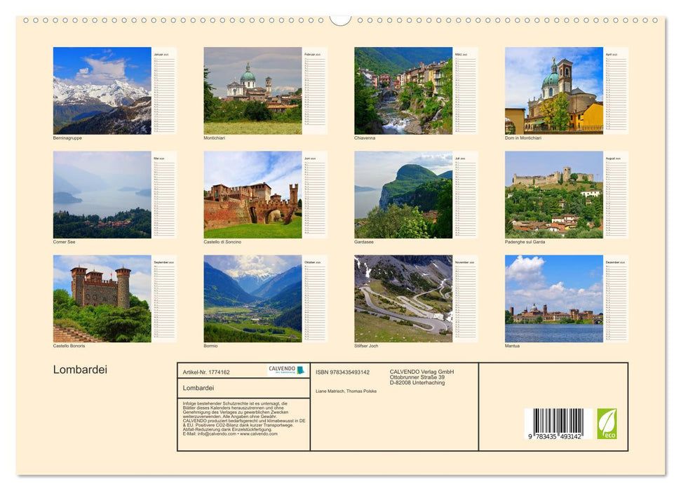 Lombardei (CALVENDO Premium Wandkalender 2025)