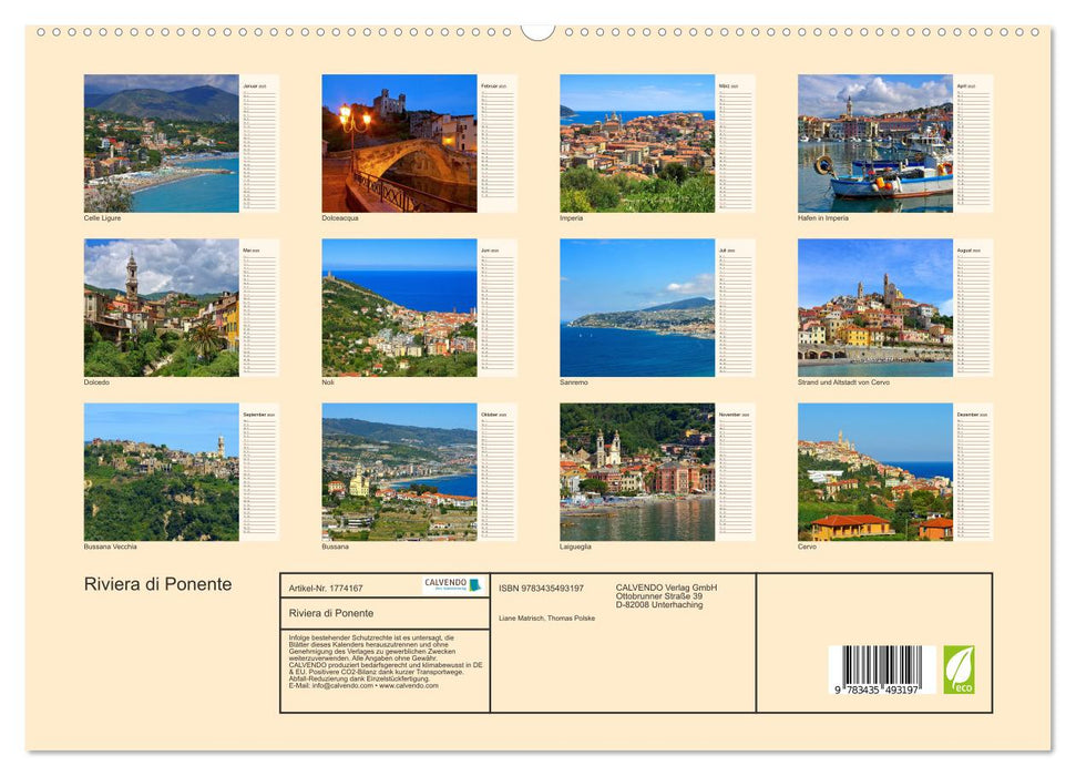 Riviera di Ponente (CALVENDO Premium Wandkalender 2025)