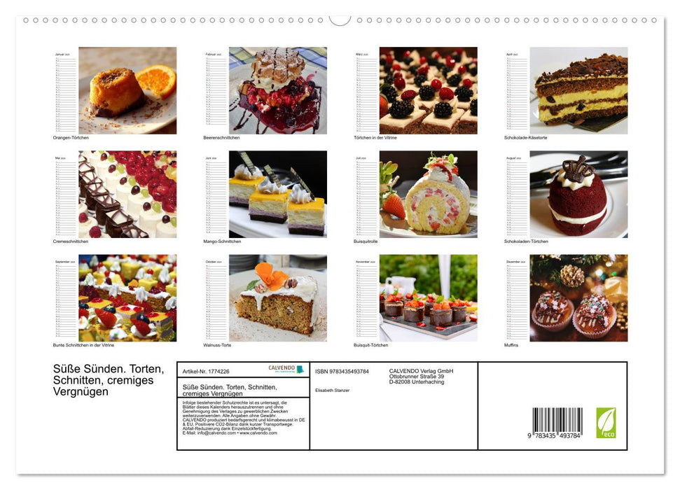 Süße Sünden. Torten, Schnitten, cremiges Vergnügen (CALVENDO Premium Wandkalender 2025)