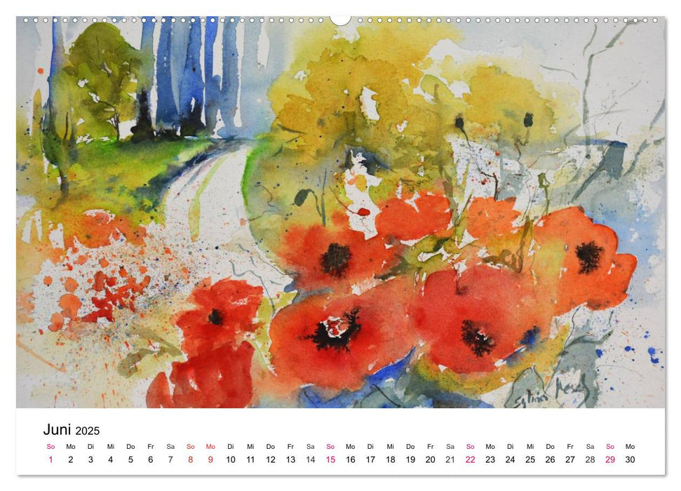 Mit Aquarellen durch das Jahr (CALVENDO Premium Wandkalender 2025)
