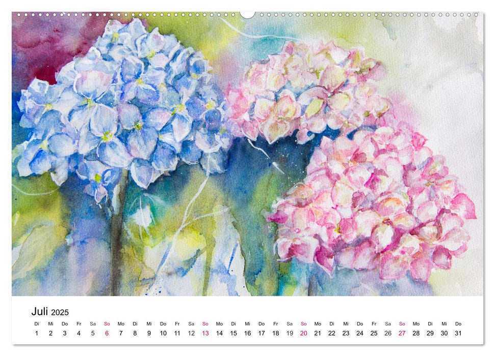 Mit Aquarellen durch das Jahr (CALVENDO Premium Wandkalender 2025)