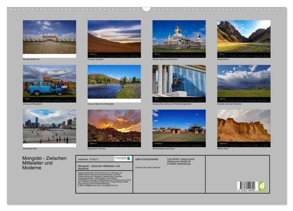 Mongolei - Zwischen Mittelalter und Moderne (CALVENDO Wandkalender 2025)