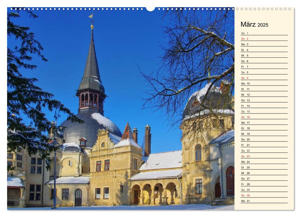 Sächsische Schlösser und Burgen (CALVENDO Premium Wandkalender 2025)