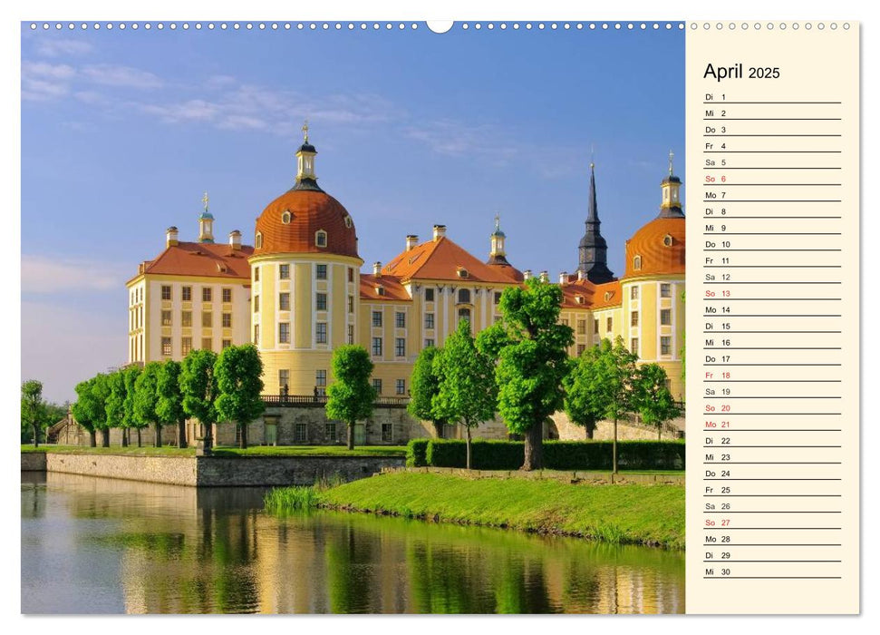 Sächsische Schlösser und Burgen (CALVENDO Premium Wandkalender 2025)