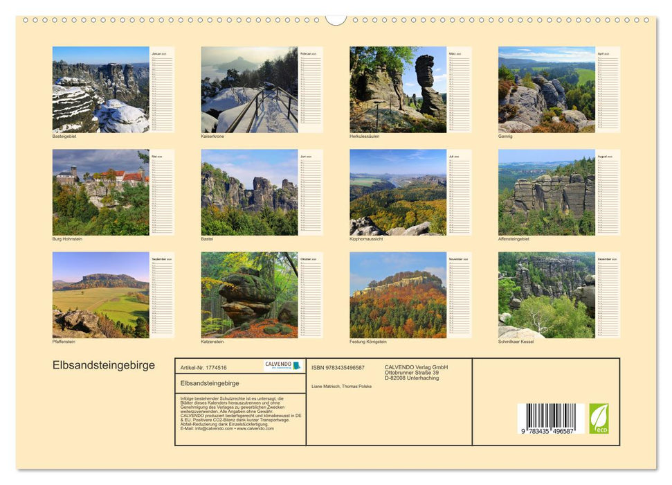 Elbsandsteingebirge (CALVENDO Premium Wandkalender 2025)