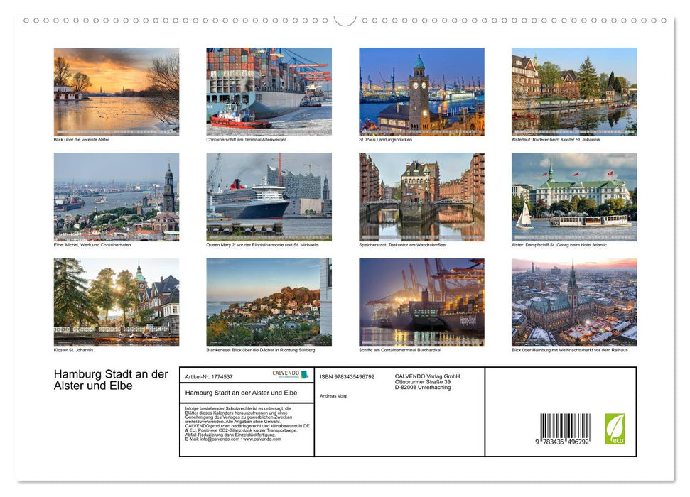 Hamburg Stadt an der Alster und Elbe (CALVENDO Premium Wandkalender 2025)