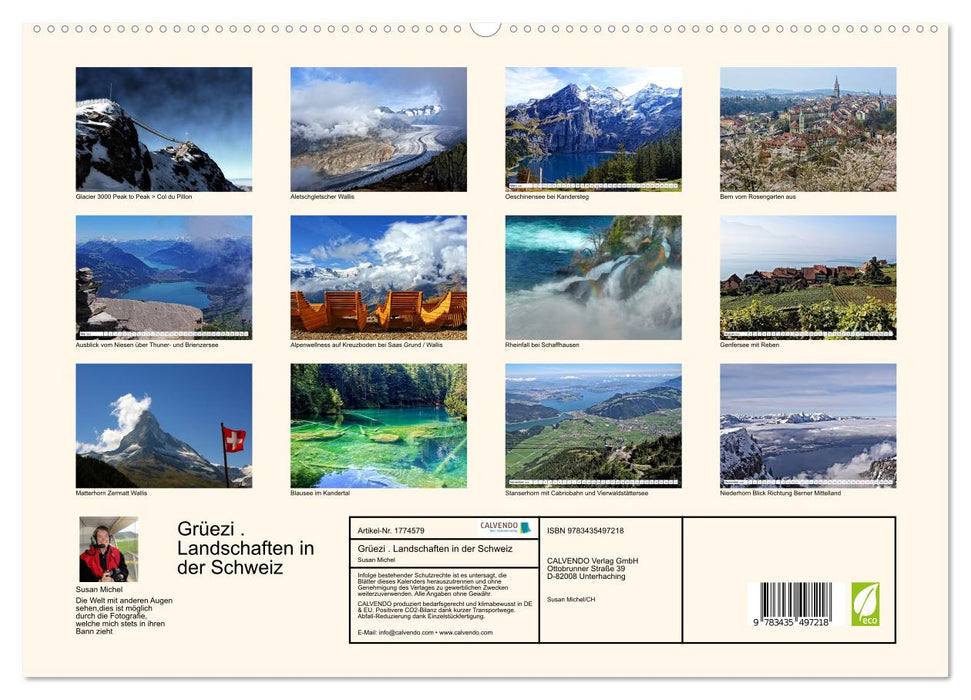 Grüezi . Landschaften in der Schweiz (CALVENDO Premium Wandkalender 2025)