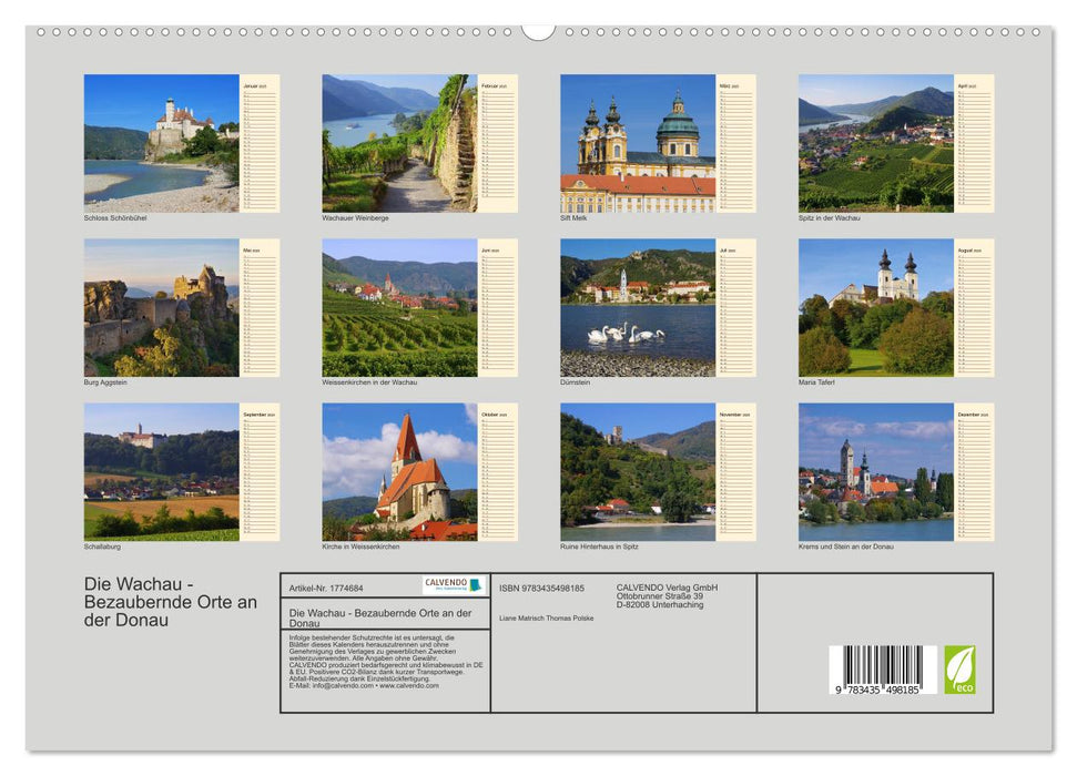 Die Wachau - Bezaubernde Orte an der Donau (CALVENDO Premium Wandkalender 2025)