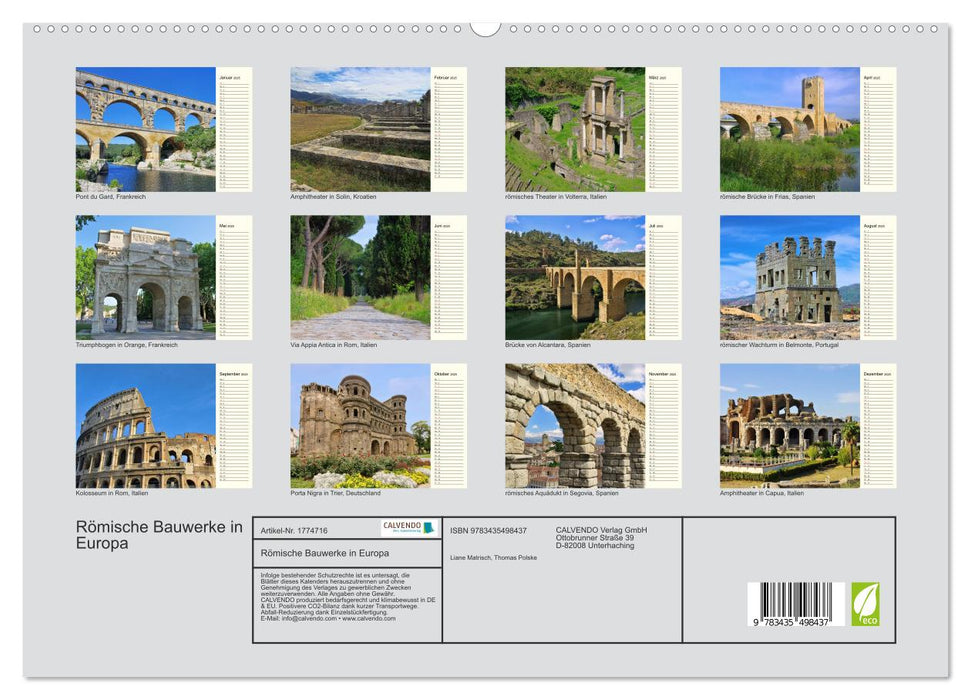Römische Bauwerke in Europa (CALVENDO Premium Wandkalender 2025)
