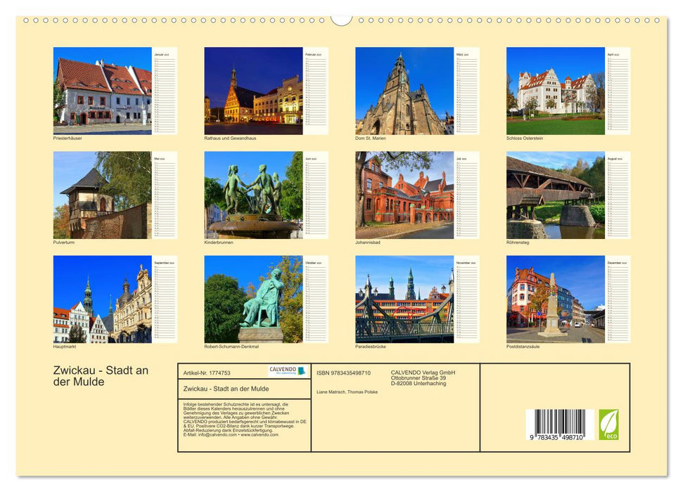 Zwickau - Stadt an der Mulde (CALVENDO Premium Wandkalender 2025)