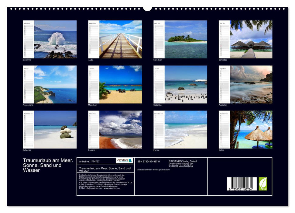 Traumurlaub am Meer. Sonne, Sand und Wasser (CALVENDO Premium Wandkalender 2025)