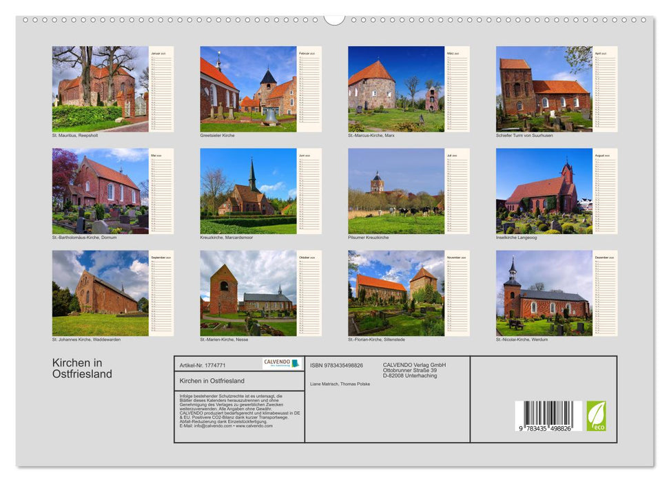 Kirchen in Ostfriesland (CALVENDO Premium Wandkalender 2025)