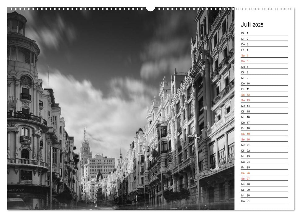 Madrid - Schwarz-Weiß Impressionen (CALVENDO Premium Wandkalender 2025)