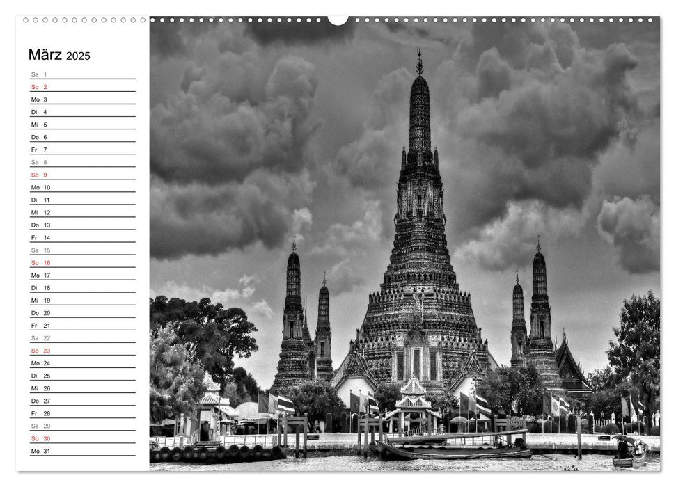 Bangkok Impressionen in Schwarz Weiß (CALVENDO Premium Wandkalender 2025)