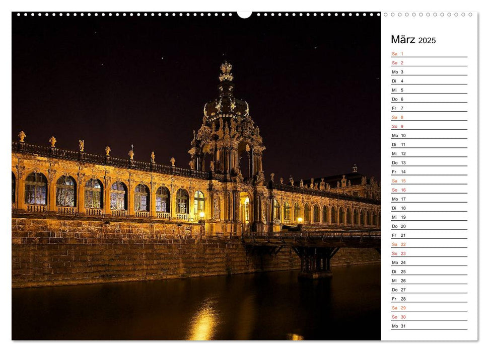 Nachts in Dresden (CALVENDO Premium Wandkalender 2025)