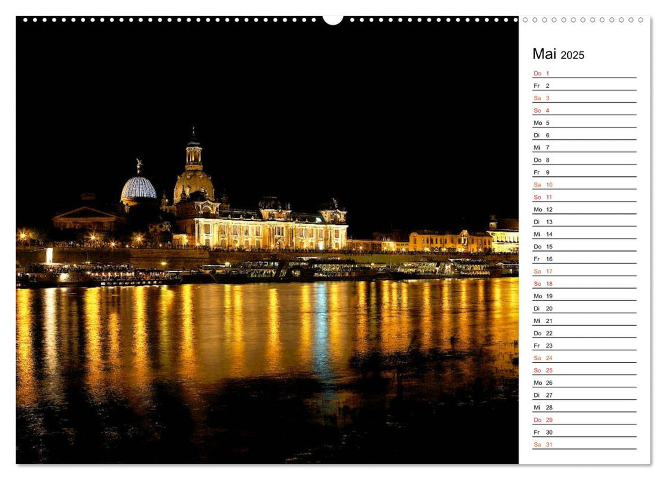 Nachts in Dresden (CALVENDO Premium Wandkalender 2025)