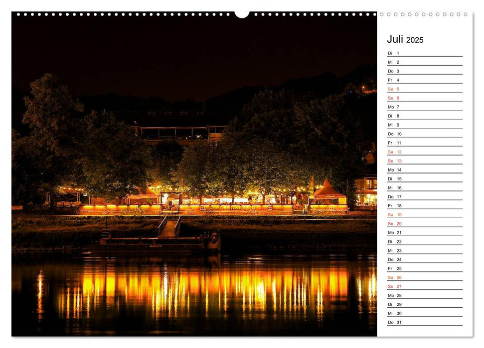 Nachts in Dresden (CALVENDO Premium Wandkalender 2025)