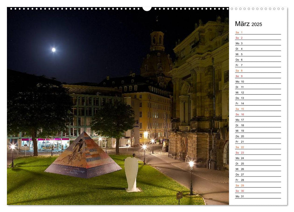 Eine Nacht in Dresden (CALVENDO Premium Wandkalender 2025)