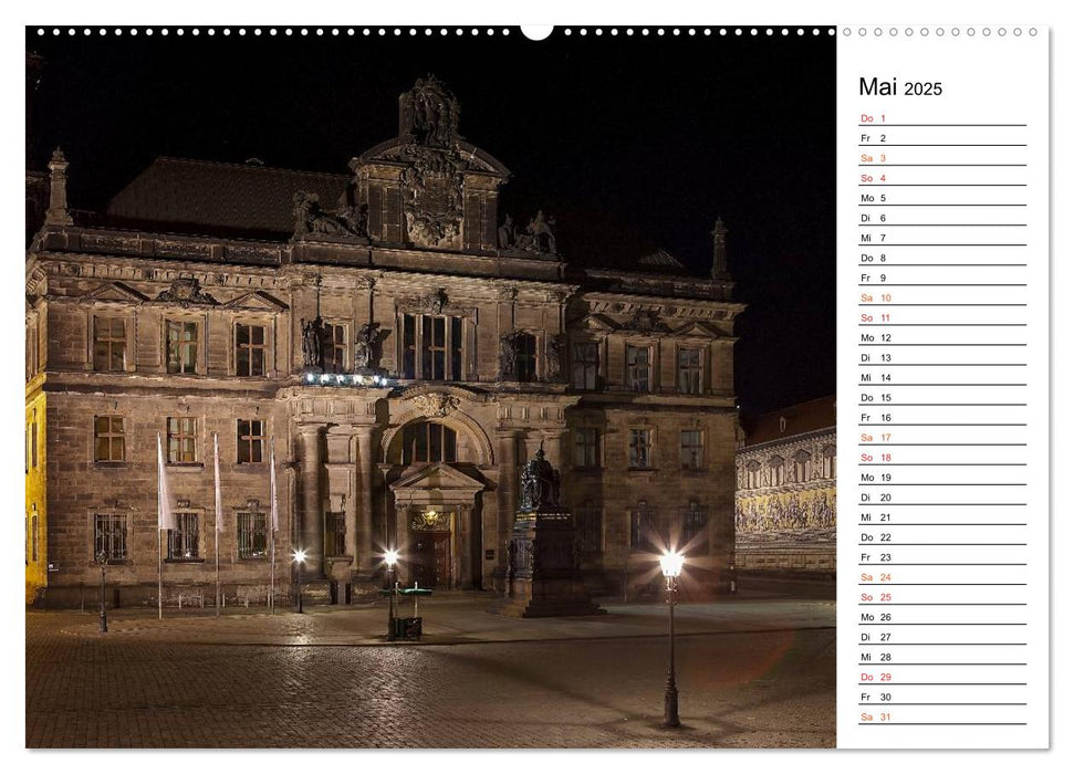 Eine Nacht in Dresden (CALVENDO Premium Wandkalender 2025)