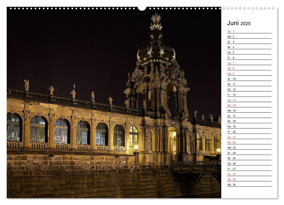 Eine Nacht in Dresden (CALVENDO Premium Wandkalender 2025)