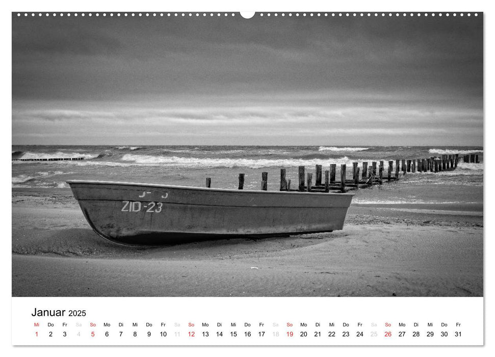 Ostseebad Zingst - Impressionen in Schwarz-Weiß (CALVENDO Premium Wandkalender 2025)