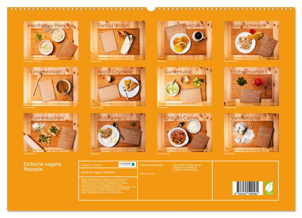 Einfache vegane Rezepte (CALVENDO Premium Wandkalender 2025)