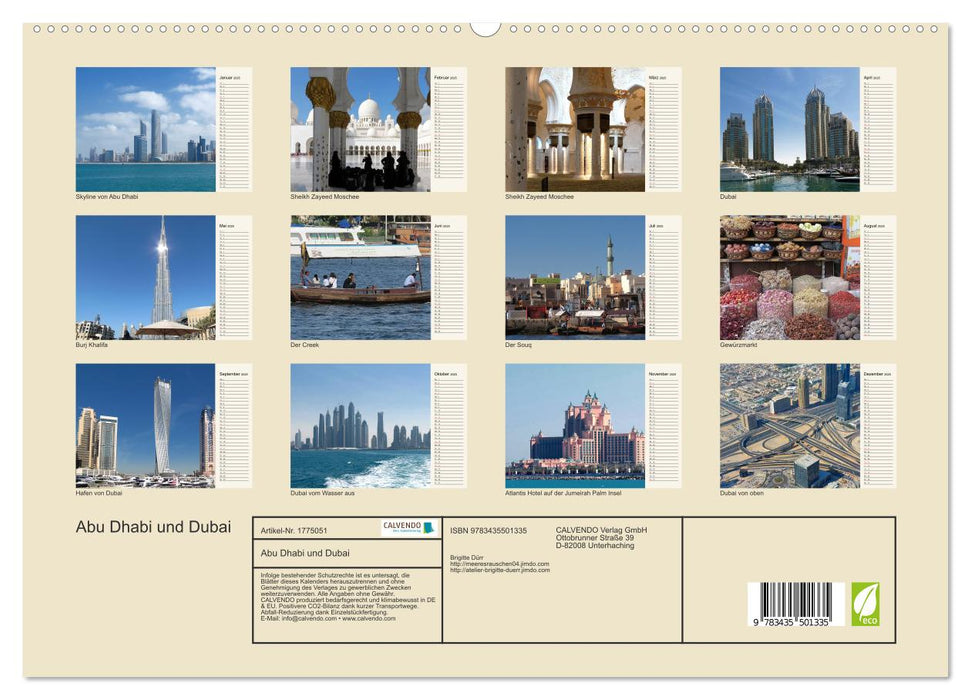 Abu Dhabi und Dubai (CALVENDO Premium Wandkalender 2025)